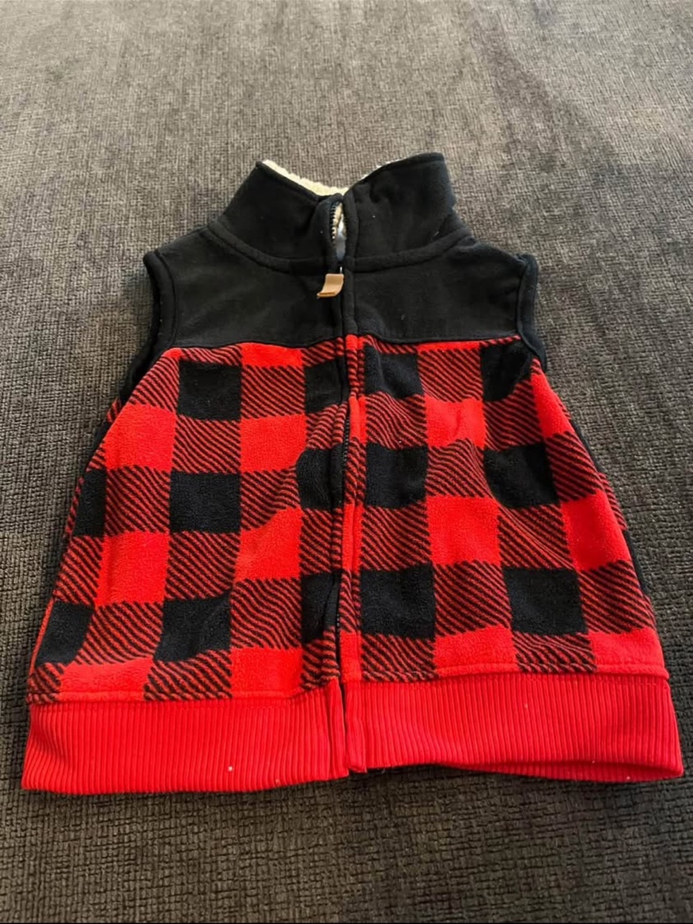 Children's Red & Black Buffalo Plaid Fleece Vest
